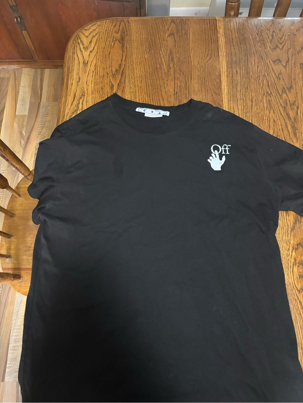 Off-White Black Crewneck Tee with White Hand Logo
